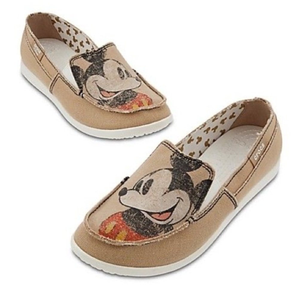 Mickey Mouse distressed slip on Croc canvas loafers